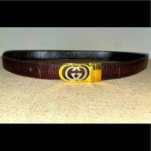 Authentic Vintage Gucci 1980s GG Logo Reversible 
Leather Belt